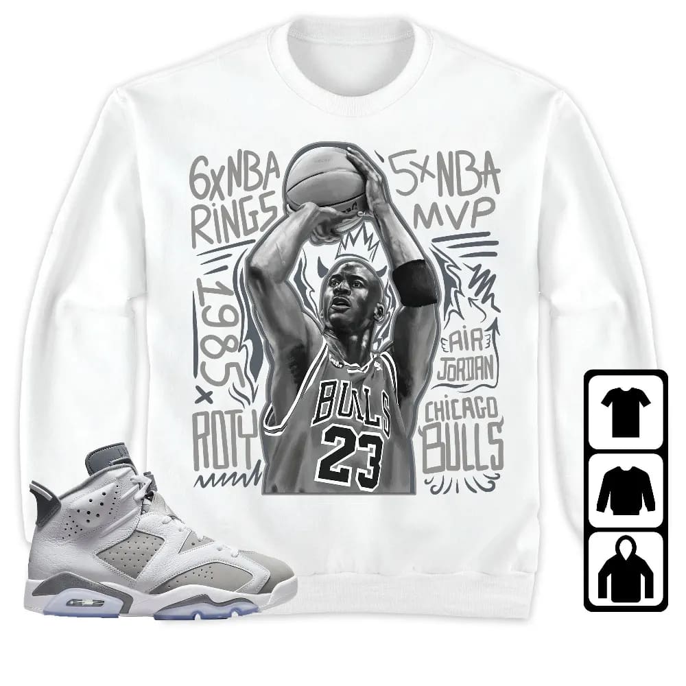 Inktee Store - Jordan 6 Cool Grey Unisex T-Shirt - Mj 23 - Sneaker Match Tees Image