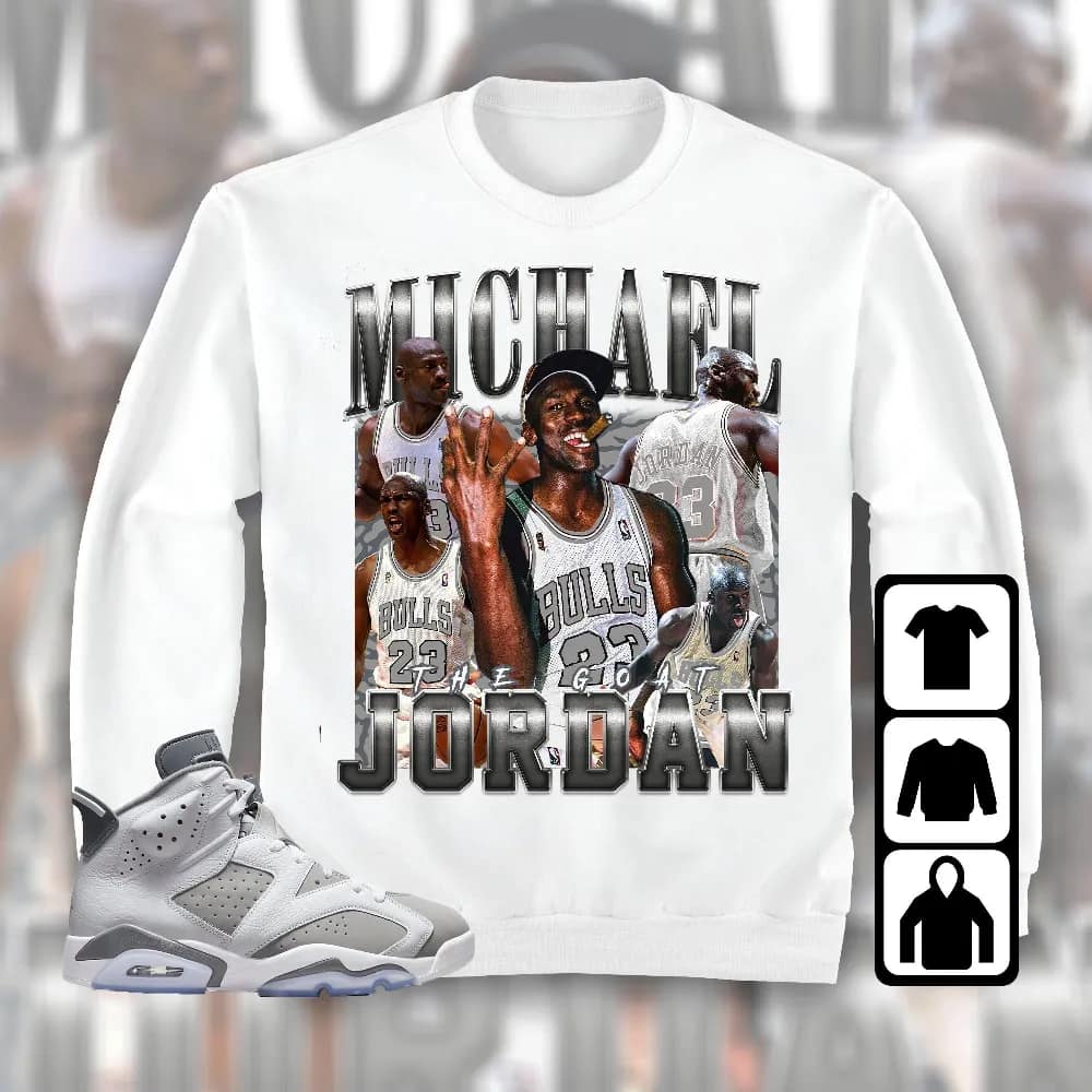 Inktee Store - Jordan 6 Cool Grey Unisex T-Shirt - The Goat Mj - Sneaker Match Tees Image
