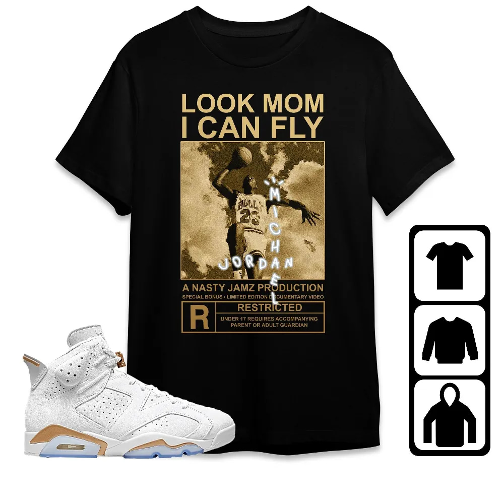 Inktee Store - Jordan 6 Craft Celestial Gold Unisex T-Shirt - Mj Can Fly - Sneaker Match Tees Image
