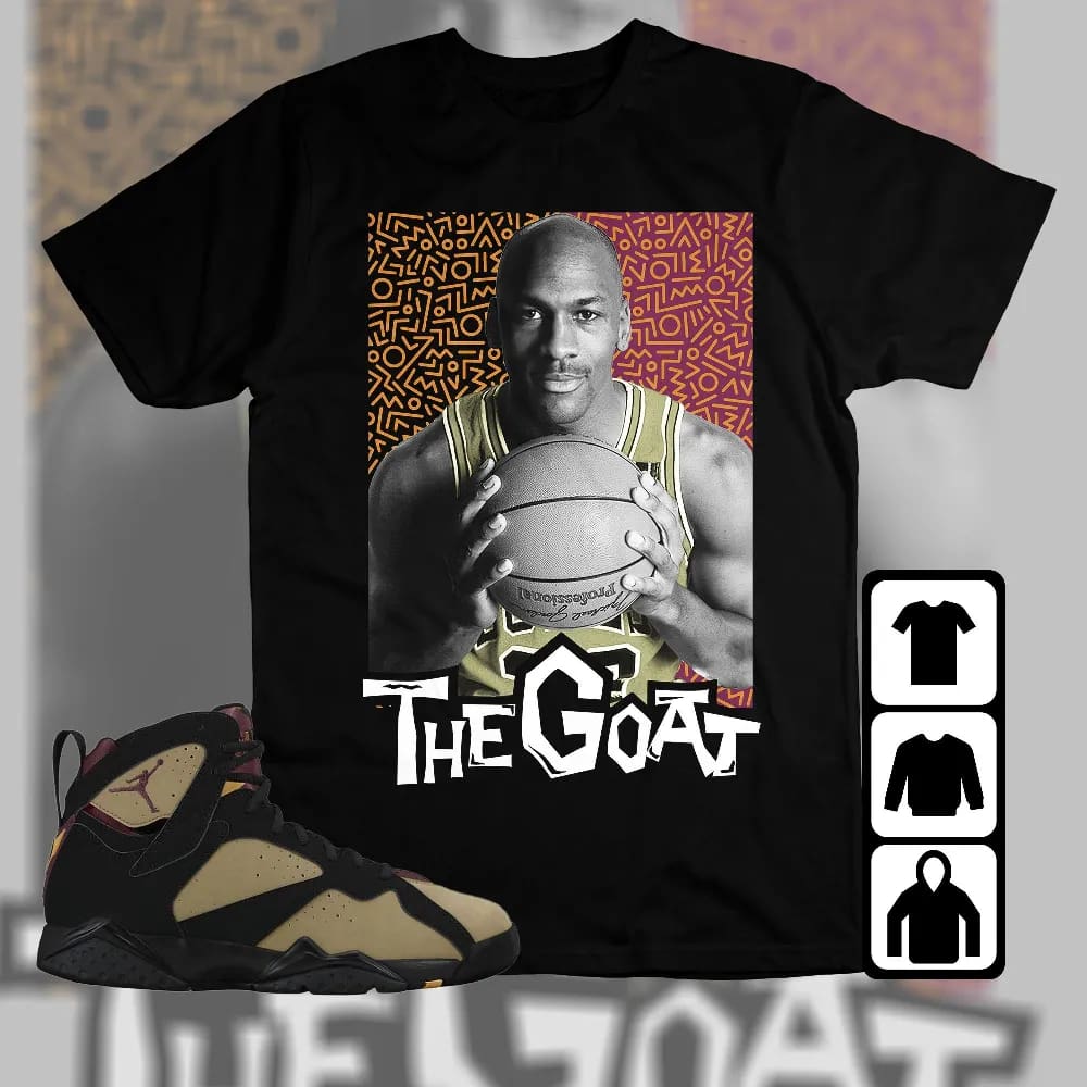 Jordan 7 Black Olive Cherrywood Unisex T-shirt - The Goat Doodle - Sneaker Match Tees