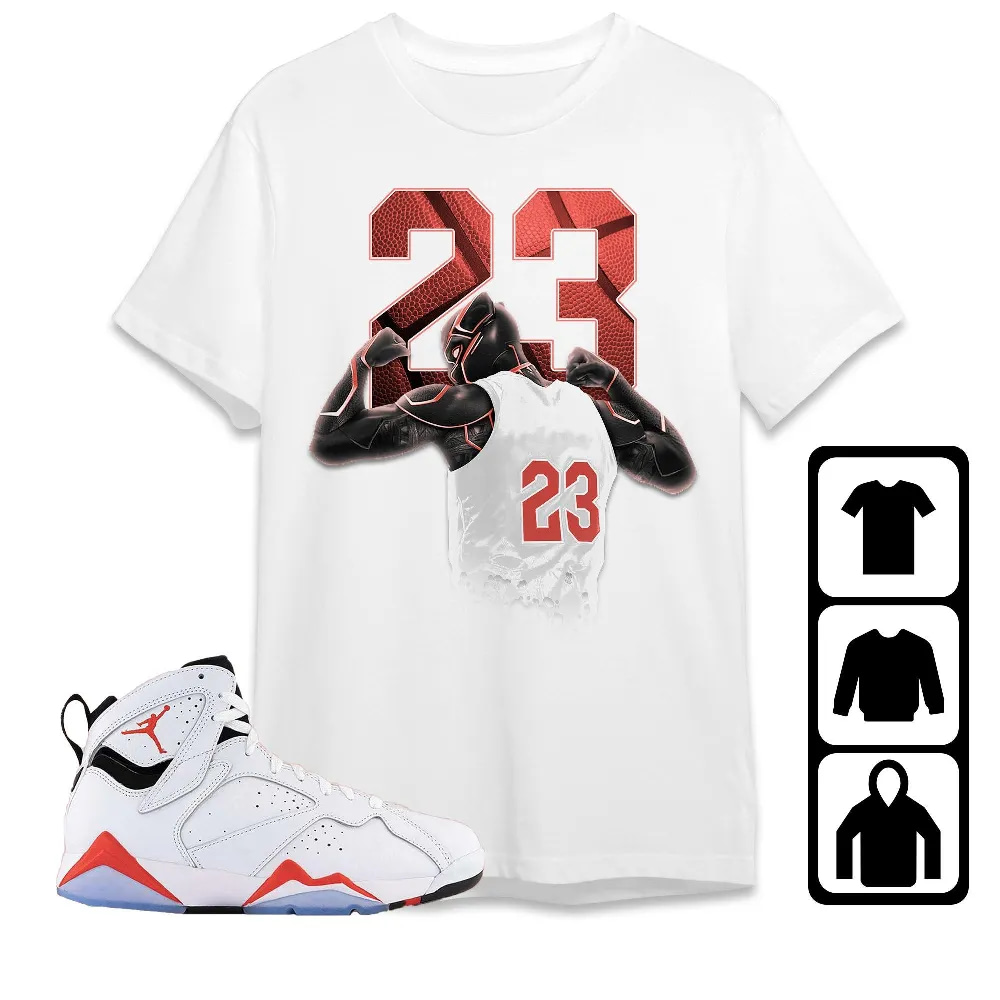 Inktee Store - Jordan 7 White Infrared Unisex T-Shirt - Number 23 Panther - Sneaker Match Tees Image