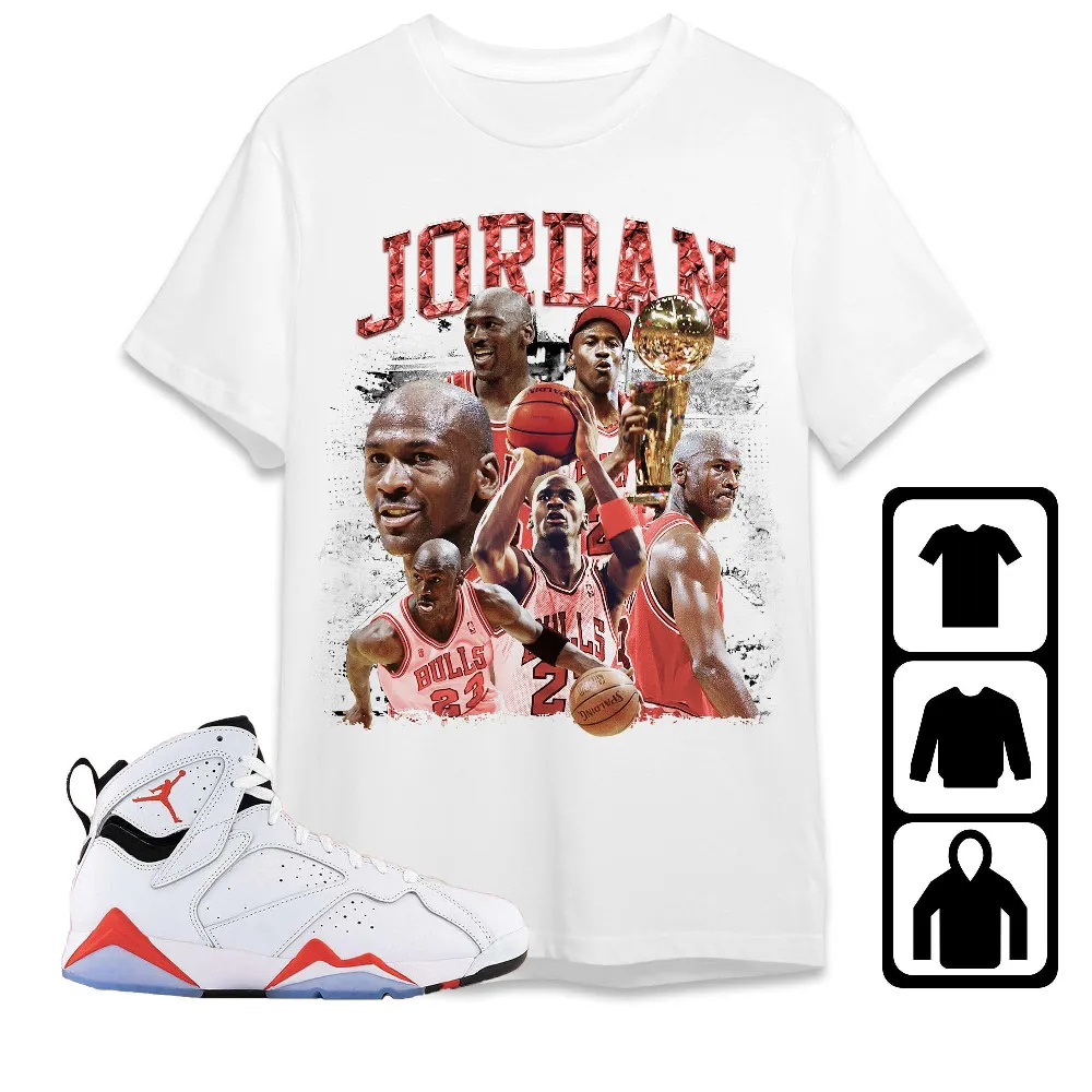 Inktee Store - Jordan 7 White Infrared Unisex T-Shirt - Sneaker Match Tees Image