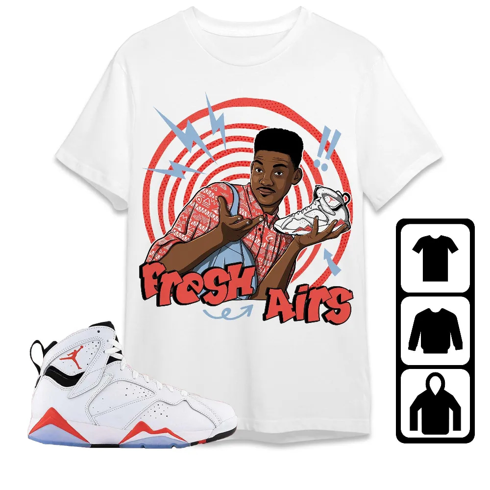 Inktee Store - Jordan 7 White Infrared Unisex T-Shirt - Fresh Prince Sneaker - Sneaker Match Tees Image