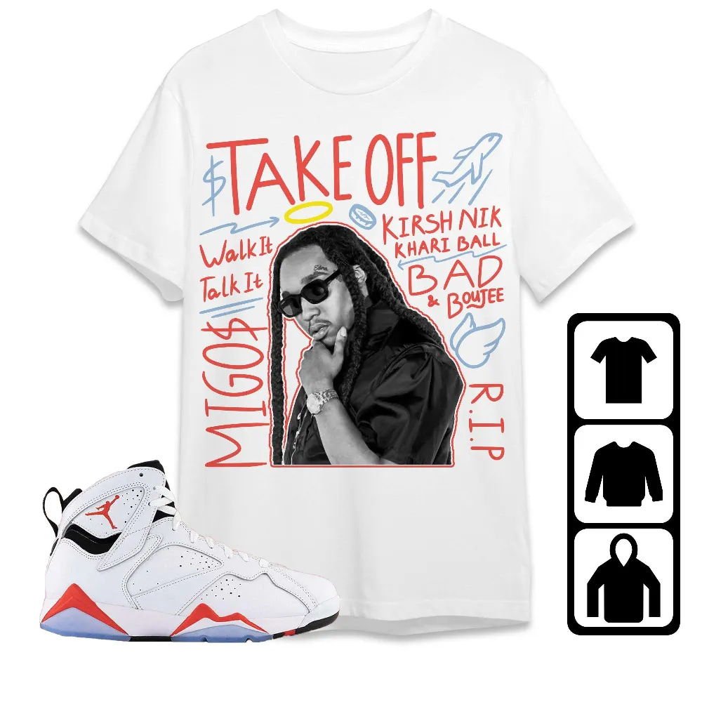 Inktee Store - Jordan 7 White Infrared Unisex T-Shirt - New Take Off - Sneaker Match Tees Image