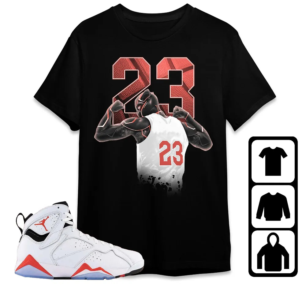 Inktee Store - Jordan 7 White Infrared Unisex T-Shirt - Number 23 Panther - Sneaker Match Tees Image