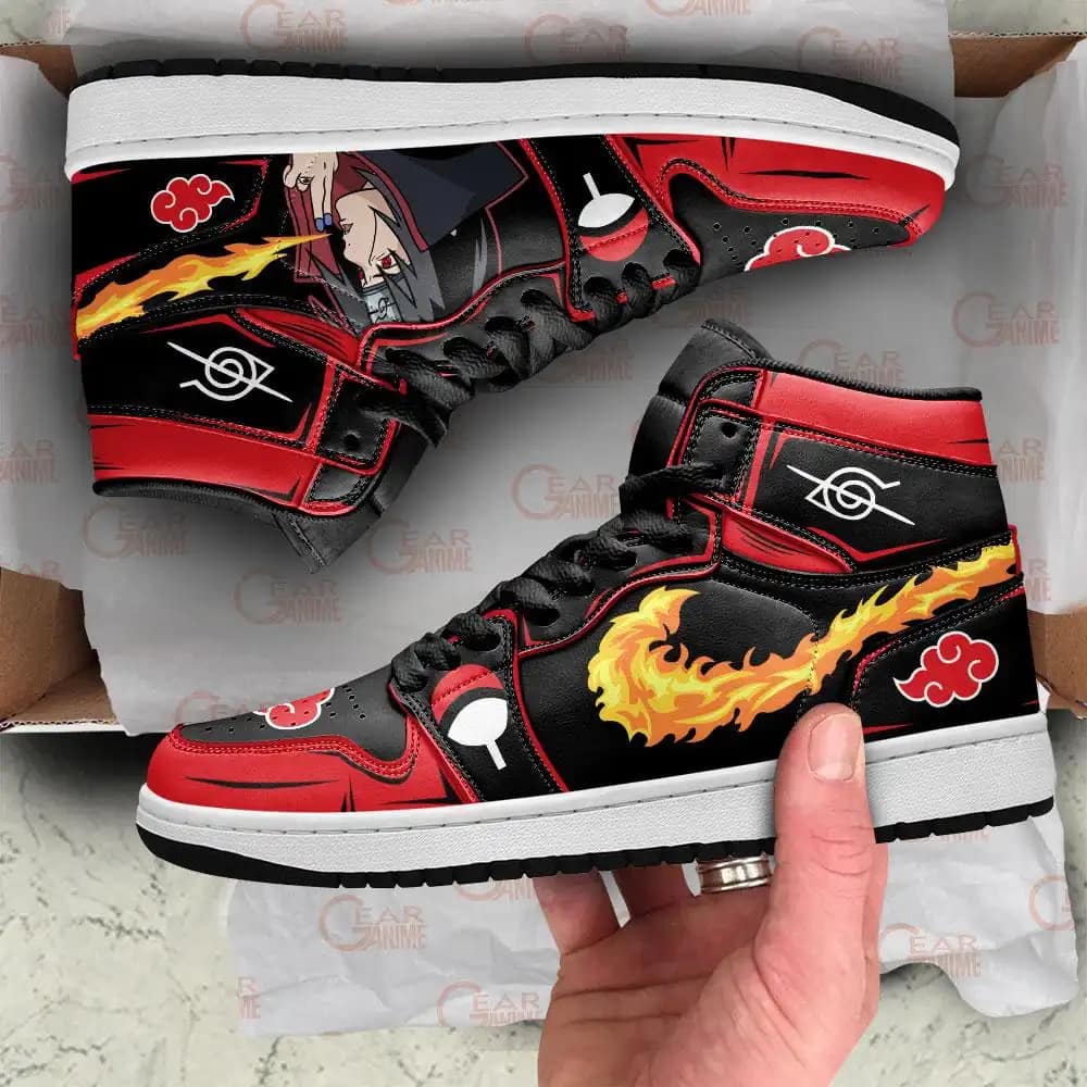 Akatsuki Itachi Sneakers Naruto Anime Fireball No Jutsu! Air Jordan Shoes