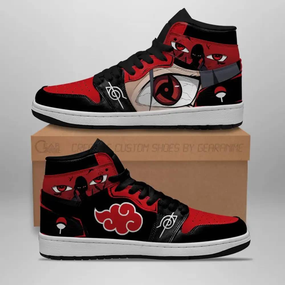 Akatsuki Itachi Sneakers Sharingan Eyes Naruto Anime Air Jordan Shoes