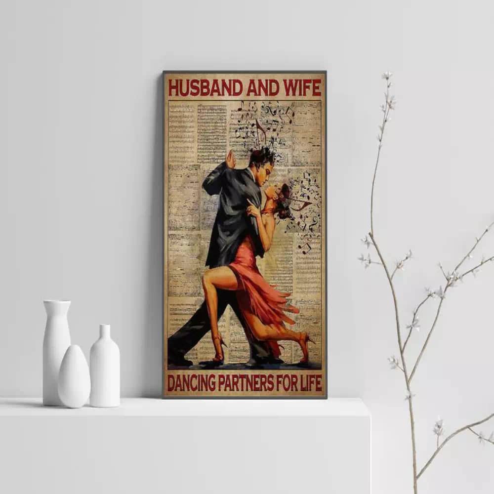 Husband And Wife Dancing Partners For Life Canvas Art Music Vinyl Retro Poster