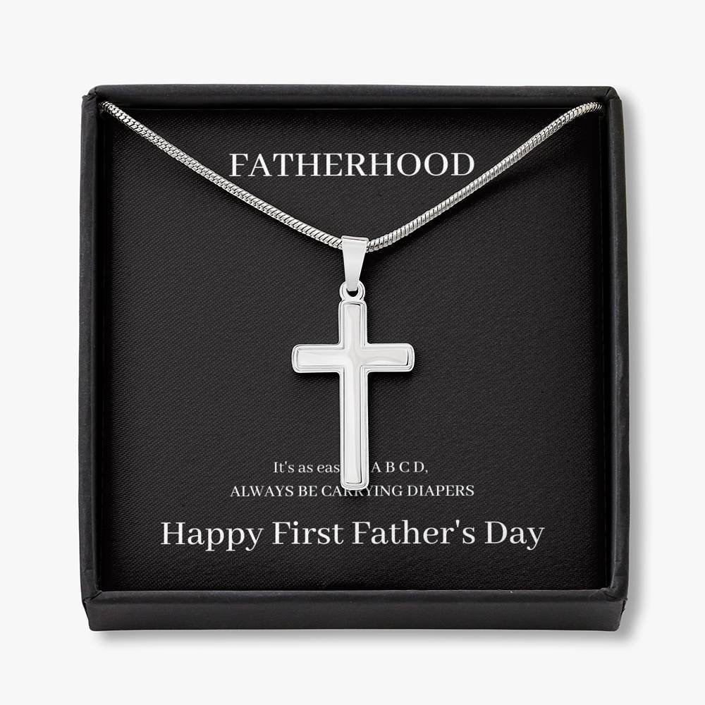 To My Dad Father Happy First's Day Gift From Wife Funny For New Cross Necklace Personalized Gifts