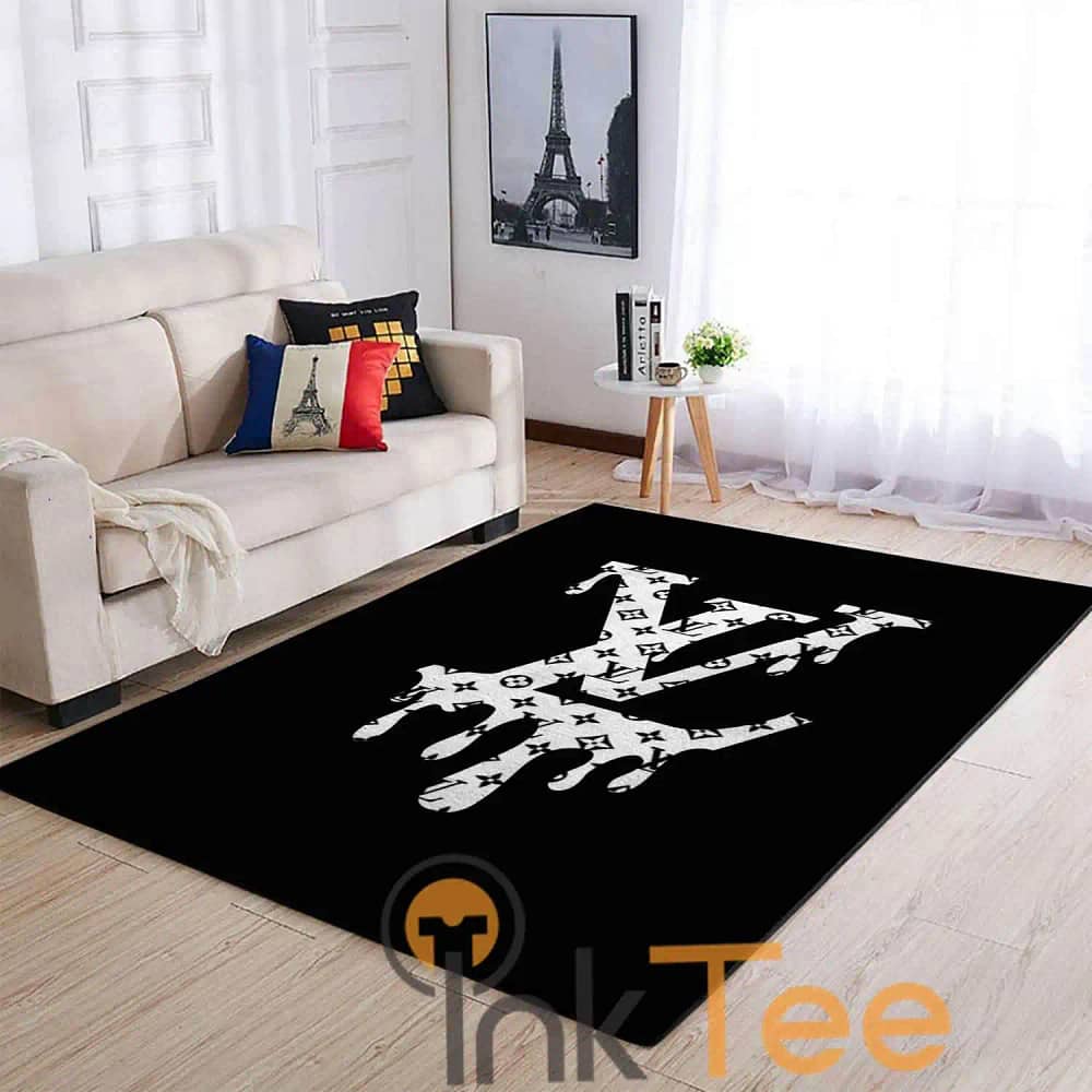 Amazon Black And White Louis Vuitton Living Room Area No4003 Rug