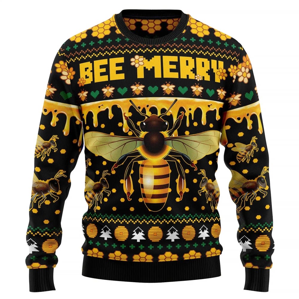 Bee Merry Knitted Xmas Best Holiday Gifts Ugly Sweater