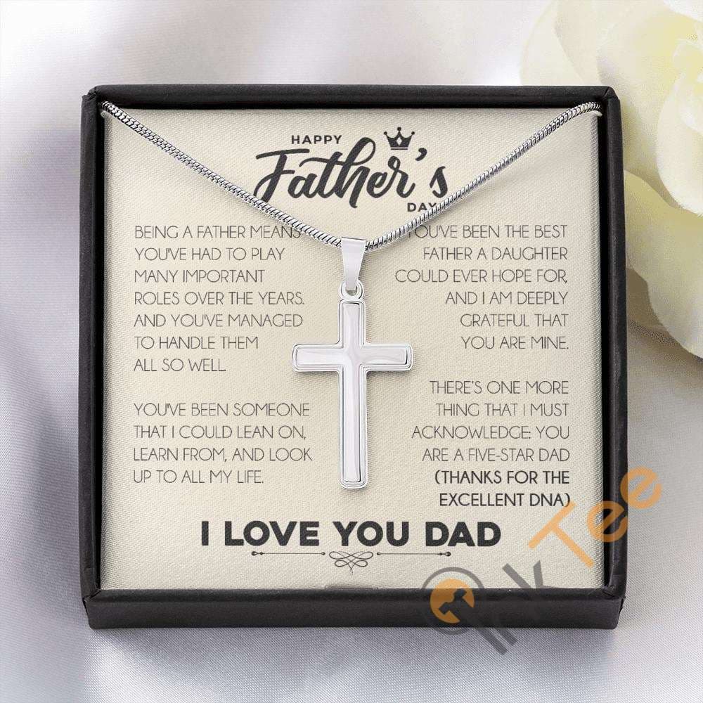 Father's Day Gift Father Birthday For Dad Message Card Daughter Christian Cross Necklace Personalized Gifts