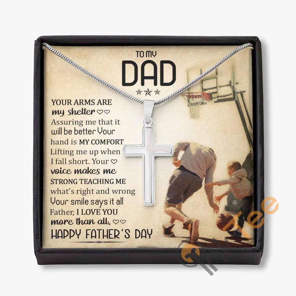 Fathe's Necklace Father's Day Gift Artisan Husband For First Him Cross Personalized Gifts
