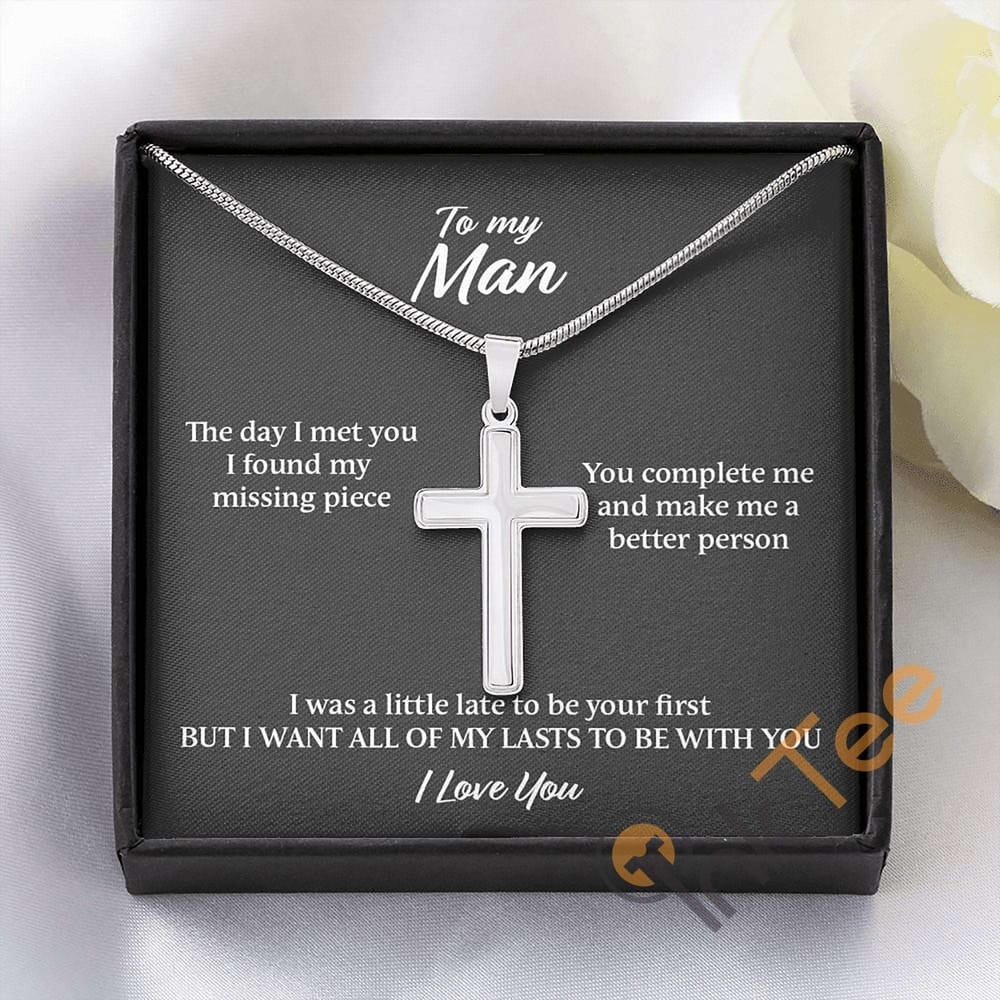 Gift For Husband Boyfriend To My Man Necklace Set Father's Day Cross Personalized Gifts