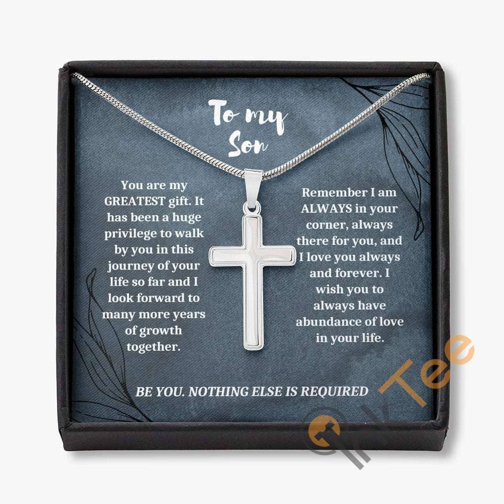 Gift For Son Birthday Personalized Keepsake To My Card Engraved Cross Necklace Personalized Gifts
