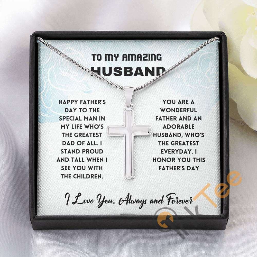 Husband Father's Day Greatest Dad Artisan Gift Fathers For First Cross Necklace Personalized Gifts