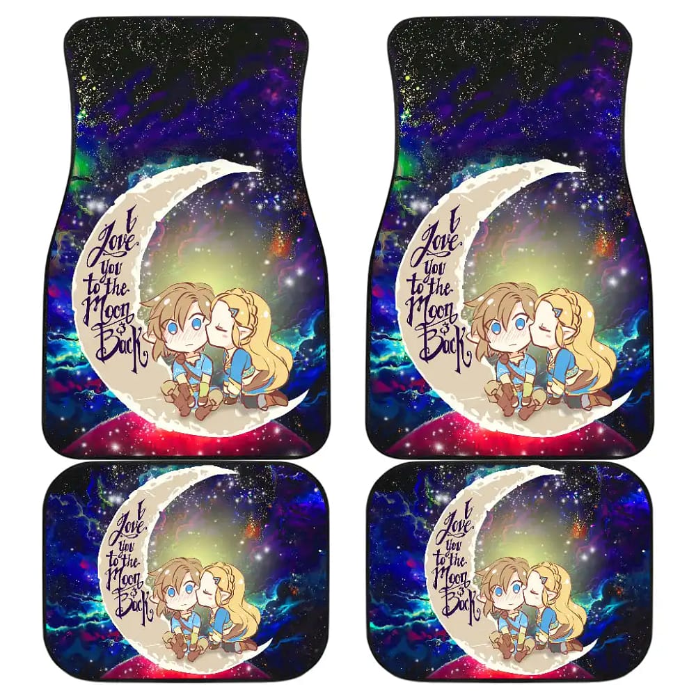 Legend Of Zelda Couple Chibi Couple Love You To The Moon Galaxy Car Floor Mats