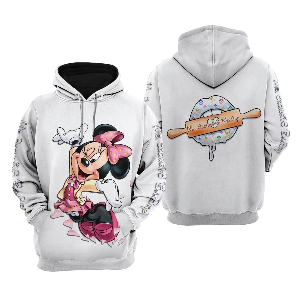 Minnie Mouse Ms. 3Xclusiv3 Bak3Ry Disney Cartoon Graphic Outfits Clothing Men Women Kids Toddlers Hoodie 3D