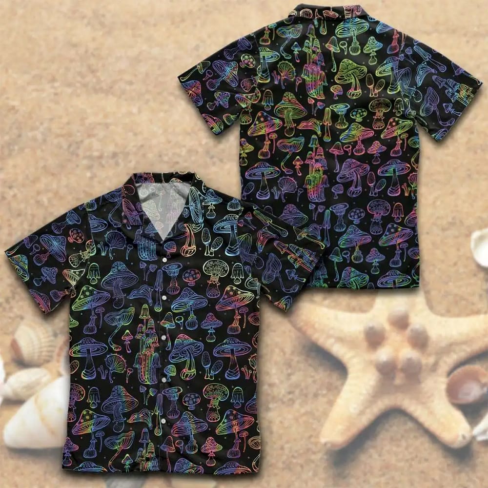 Mushroom Funny Tiedye Color Summer Vacation Gift For Mom Dad Birthday Hawaiian shirts