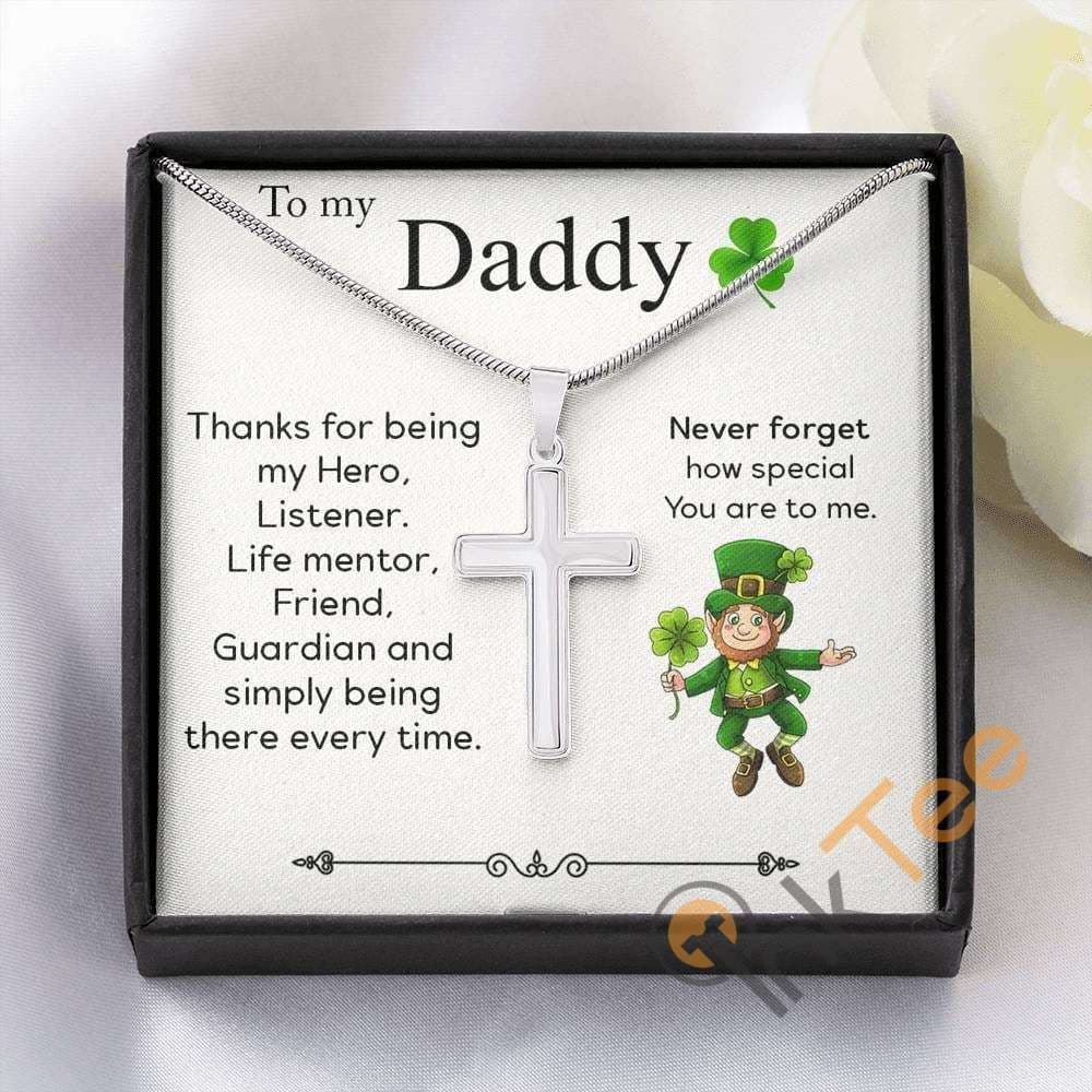 Patrick's Day For Dad Patty's Gift Daddy Lucky St Patty To My Father's Cross Necklace Personalized Gifts