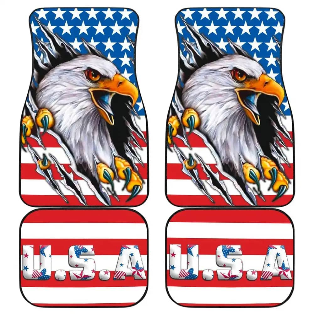 Us Independence Day Bald Eagle Breaking Though Claw Scratch Car Floor Mats
