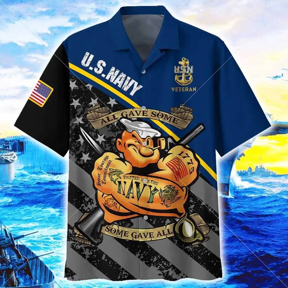 Us Military Veteran Popeye Navy All Gave Some Soem Summer Vacation Hawaiian shirts