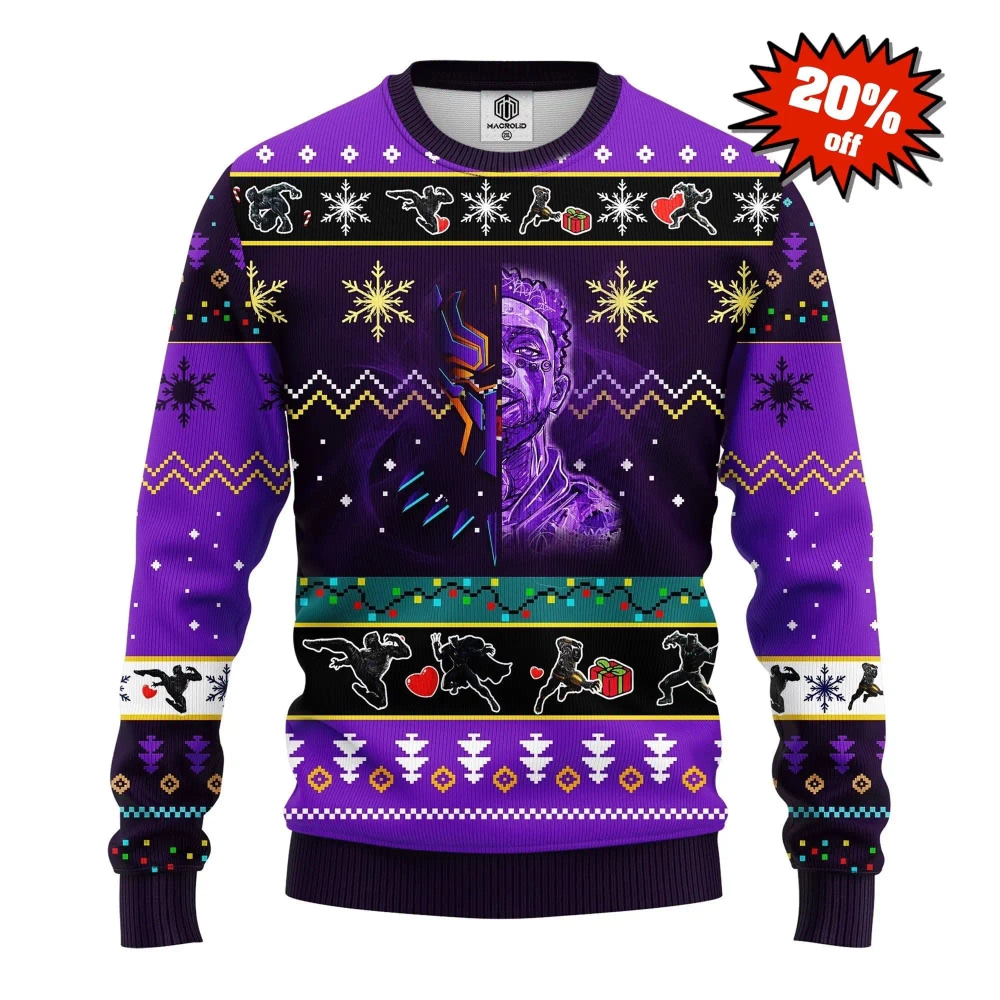 Wakanda Forever Black Panter Xmas Knitted Best Holiday Gifts Ugly Sweater