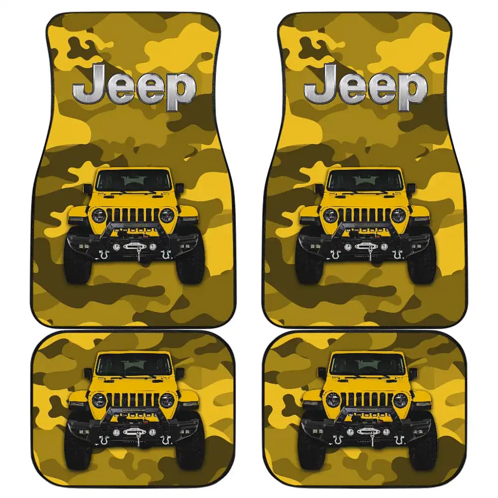 Yellow Jeep Camouflage Car Floor Mats