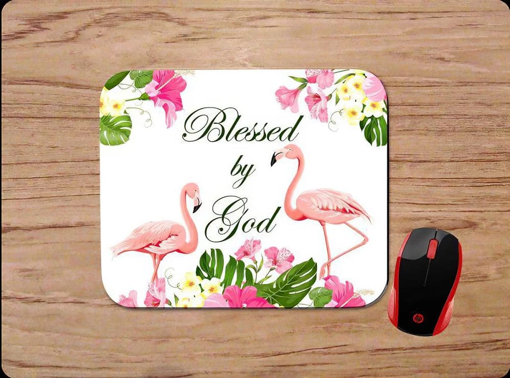 Blessed By God Flamingo Mouse Pads