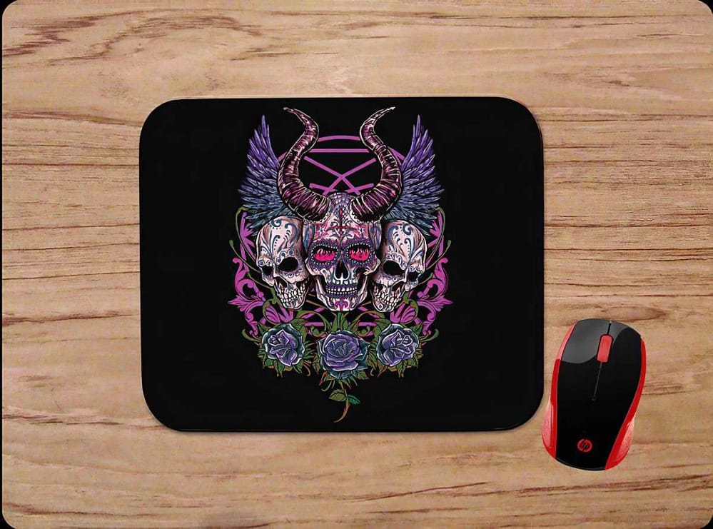 Demon Sugar Skulls Wings Purple Roses Supplies Pc Gaming Mouse Pads