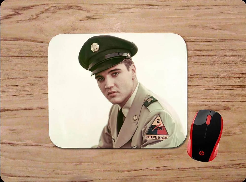 Elvis In The Army Military Uniform Portrait Mouse Pads