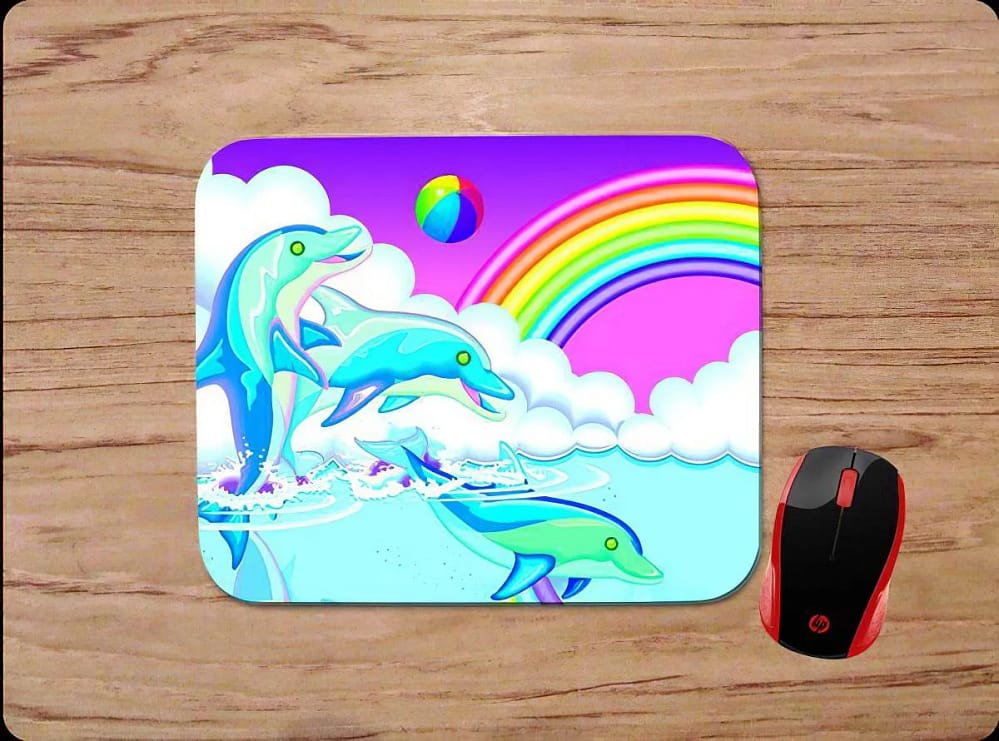 Playful Dolphins Rainbow Ball Colorful Mouse Pads