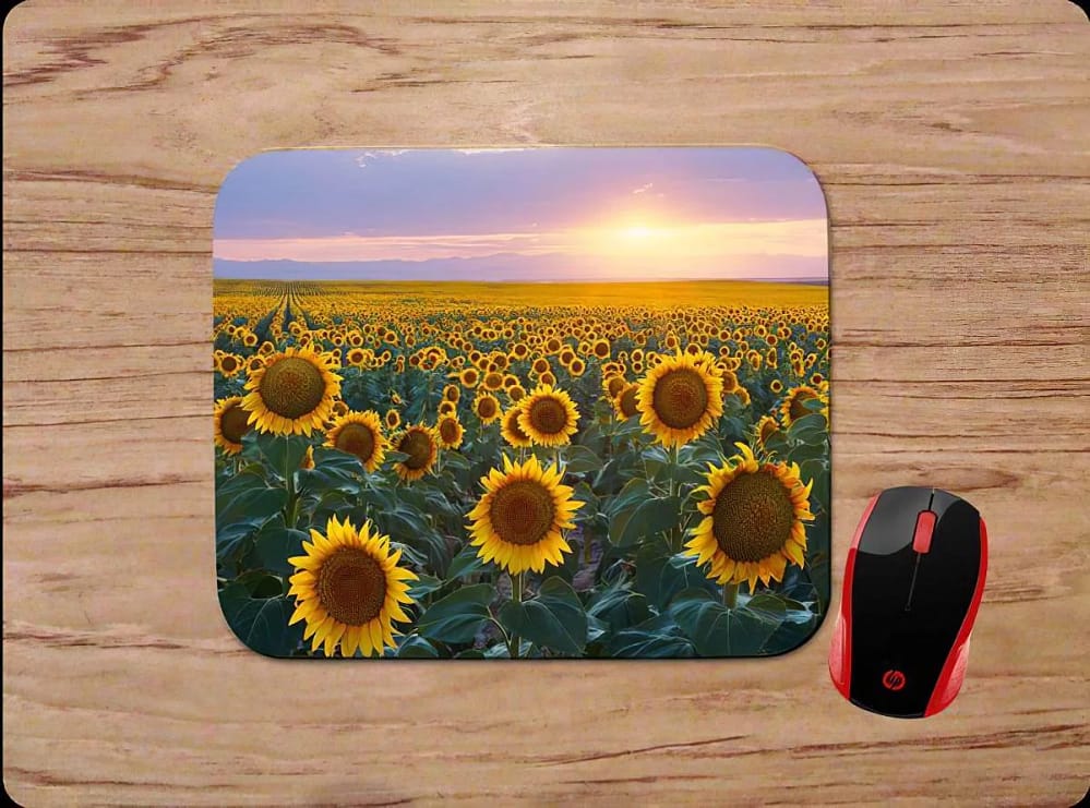 Sunflower Field Sunset Mouse Pads