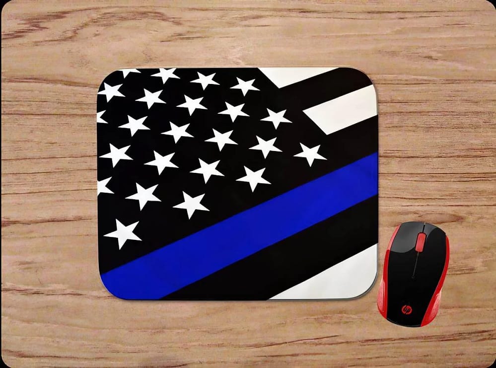 Thin Blue Line Support Police Officers American Flag Mouse Pads