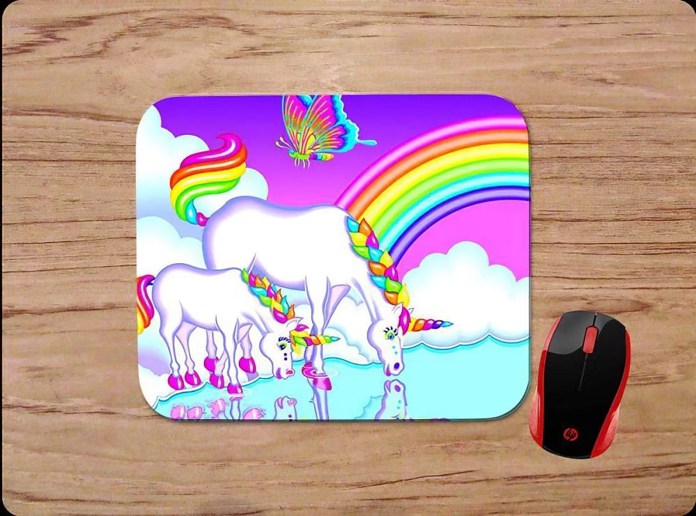 White Unicorns Butterfly Rainbow Colorful Mouse Pads