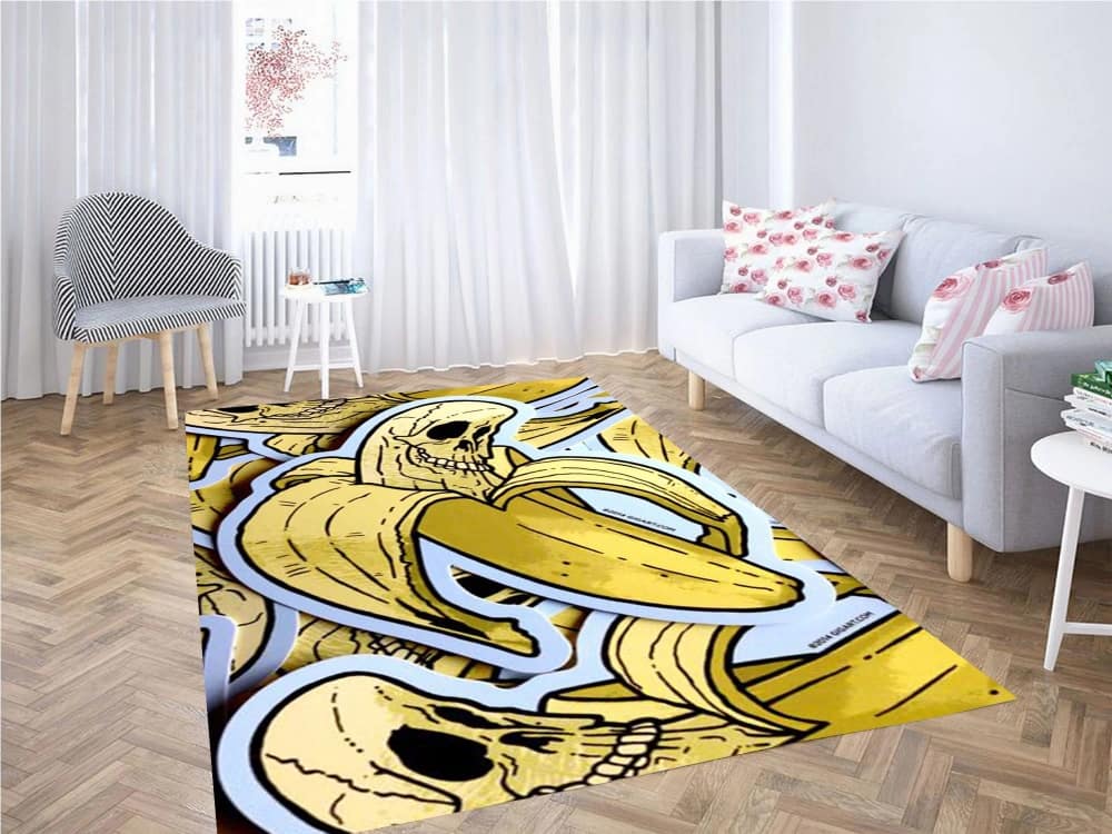 Banana Skull Die Cut Vinyl Carpet Rug