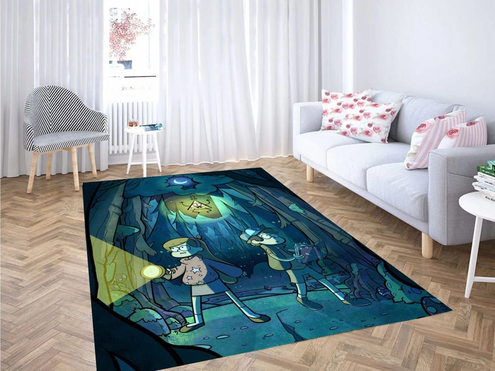 Gravity Falls In The Night Carpet Rug