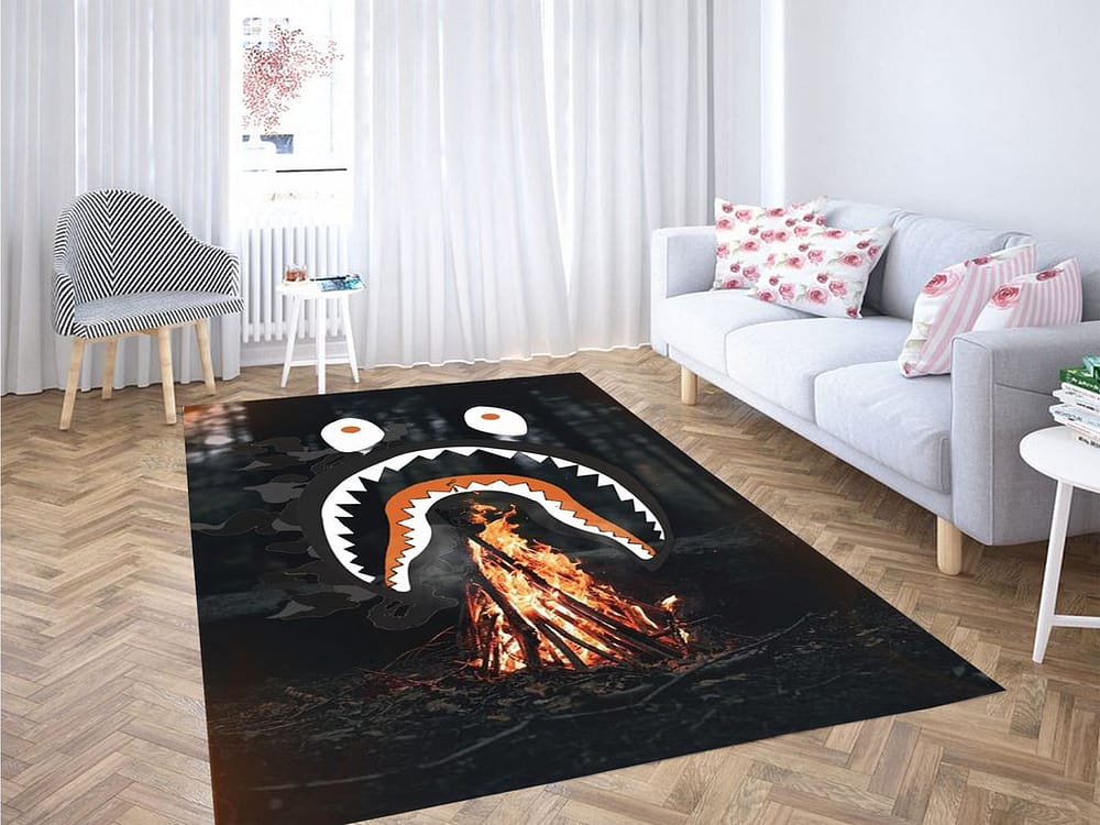 Bape Shark Fire Living Room Modern Carpet Rug