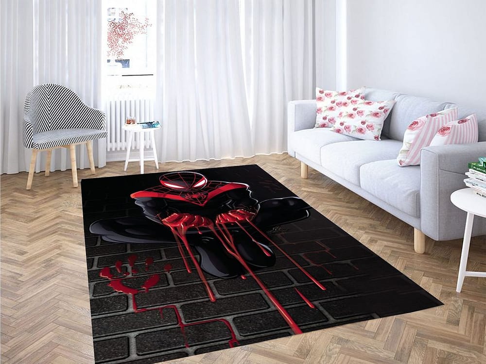 Spider Man Miles Morales Wallpaper Living Room Modern Carpet Rug