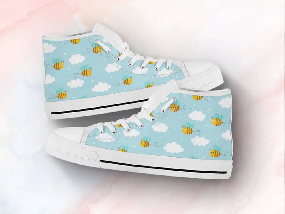 Cute Bee Pattern High Top Shoes