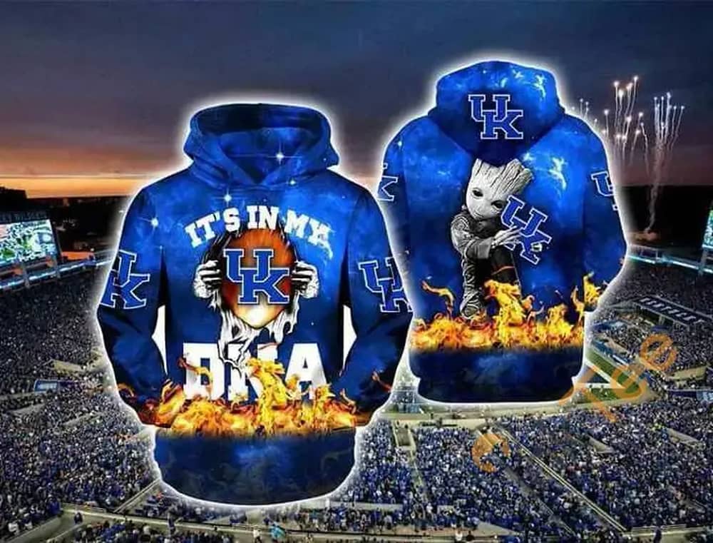 Kentucky Wildcats Its My Dna Groot Ripped Hoodie 3d