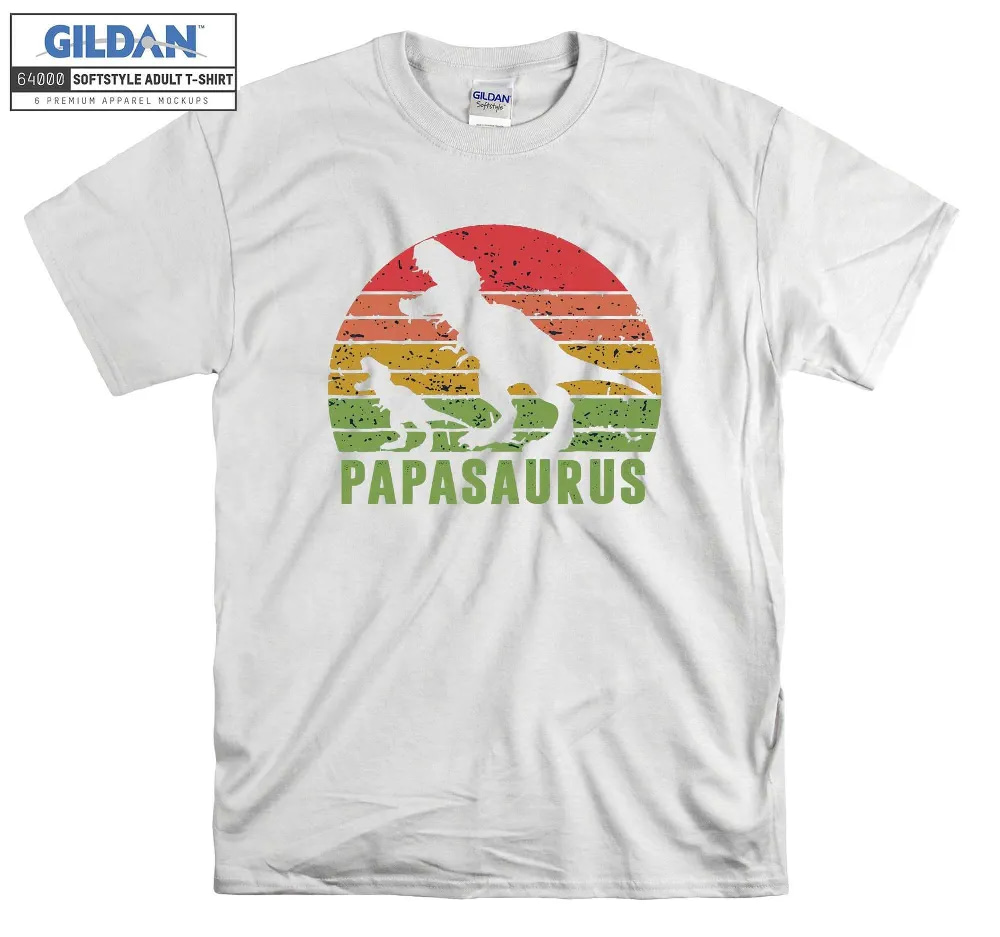 Inktee Store - Retro Papasaurus T-Rex Dino Fun Fathers Day -Shirt Image