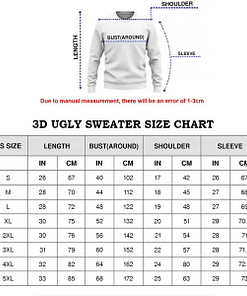 Ugly Christmas Sweater Size Chart