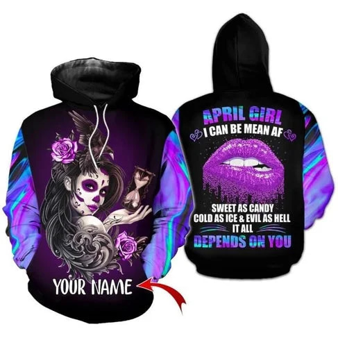 Custom Personalized Birthday April Girl Pullover 3D Hoodie