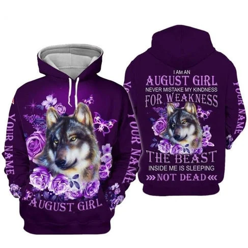 Custom Personalized Birthday August Girl Style 10 Pullover 3D Hoodie