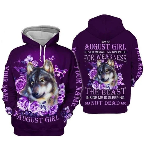Custom Personalized Birthday August Girl Style 5 Pullover 3D Hoodie