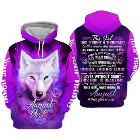Custom Personalized Birthday August Girl Wolf Pullover 3D Hoodie