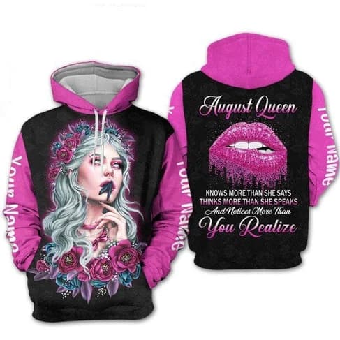 Custom Personalized Birthday August Queen Style 3 Pullover 3D Hoodie