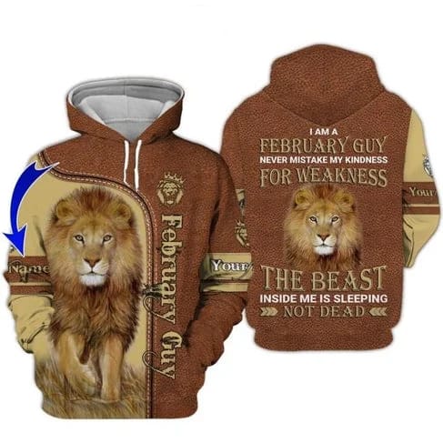 Custom Personalized Birthday February Guy Style 4 Pullover 3D Hoodie