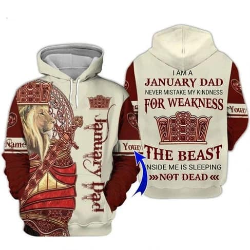 Custom Personalized Birthday January Dad Pullover 3D Hoodie